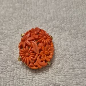 Floral Orange Brooch